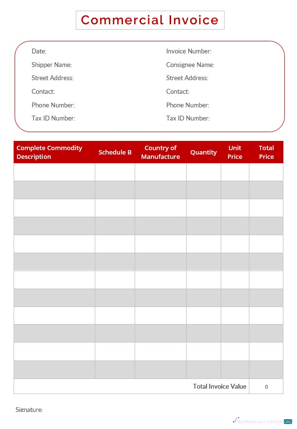 Download Editable Commercial Invoice Template Photoshop template